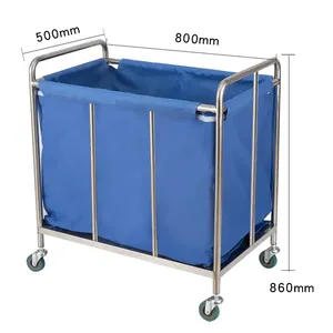 병원 의료 스테인레스 스틸 드레싱 더러운 고체 린넨 오염 쓰레기 트롤리 폐기물 수집 트롤리 캔버스 가방 - Product Image 1