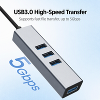 Hub USB 3.0 4 en 1, 4 ports, alliage d'aluminium, gris sidéral, répartiteur 5 Gbps pour ordinateur portable, ordinateur de bureau, clavier, souris, clé USB, imprimante