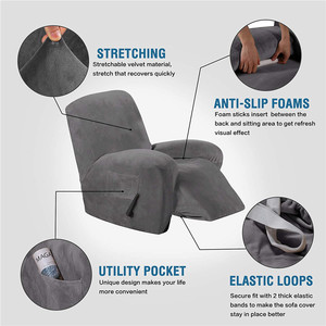 <span class=keywords><strong>Housse</strong></span> <span class=keywords><strong>de</strong></span> <span class=keywords><strong>fauteuil</strong></span> <span class=keywords><strong>inclinable</strong></span> 4 pièces en velours <span class=keywords><strong>extensible</strong></span> <span class=keywords><strong>de</strong></span> luxe, nouveau design, vente chaude, vente en gros - Product Image 2