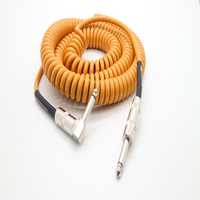 Customizable 6.35mm Multi-Color Retractable Electric Guitar Audio Extension Cable Straight Curved Spring Reel Foil PVC