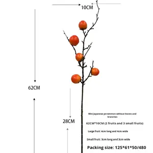 Fleurs artificielles, fruits miniatures, mini-<span class=keywords><strong>kaki</strong></span> en mousse, plante verte, <span class=keywords><strong>kaki</strong></span> pour décoration intérieure/extérieure, salon, <span class=keywords><strong>arbre</strong></span> de <span class=keywords><strong>kaki</strong></span>, usine - Product Image 2