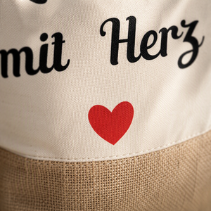 Sac fourre-tout moyen en jute avec motif cœur - Idée cadeau pour professeur pour les adieux et les remerciements de Noël, fermeture à tirette - Product Image 2