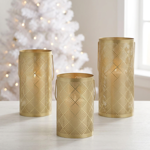 Latest Hot Selling A.K Handicrafts <b>Gold</b> Metal Handmade Durable Cylindrical Votive Candle Holder <b>Lantern</b> for Home Garden - Product Image 1