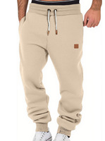 Pantalon gris pour homme avec cordon de serrage, chevilles côtelées, taille côtelée, empiècement marron et pointes contrastantes, pour la gym, l'entraînement, les loisirs et le quotidien