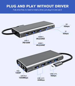 <span class=keywords><strong>Type</strong></span>-<span class=keywords><strong>c</strong></span> để Dual HDMI <span class=keywords><strong>USB</strong></span> 2.0 <span class=keywords><strong>USB</strong></span> 3.0 Docking Station 11 trong 1 loại <span class=keywords><strong>C</strong></span> <span class=keywords><strong>HUB</strong></span> cho máy tính bảng PC - Product Image 2