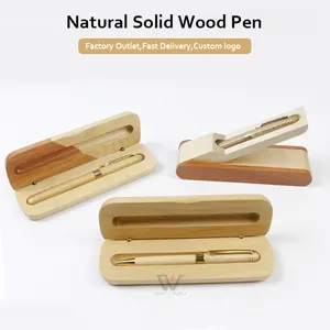 Pen Supplier Custom Logo Ball Point Pen With Wood Box Wholesale Maple Ballpoint Pen Pencil Sets For Father