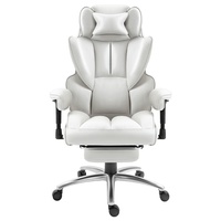 Chaise de bureau exécutive électrique en cuir véritable avec massage, réglable en hauteur, structure en bois, design moderne - Confortable pour une utilisation à long terme