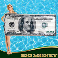 FDS Bouée gonflable en forme de billet de 100 dollars US, flotteur de piscine, radeau de fête, décoration, jouet en PVC