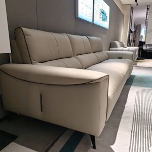 Sofá Seccional Eléctrico de 3 Plazas, de Cuero Genuino, Moderno y Lujoso, con Función Reclinable y Carga USB, OEM - Product Image 3