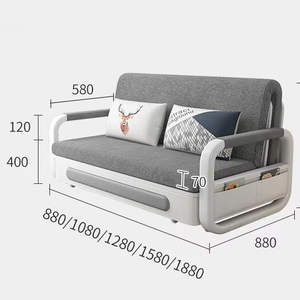 أريكة سرير قماشية تلسكوبية ثنائية الاستخدام قابلة للطي ومتعددة الوظائف لغرفة المعيشة، طقم سرير فردي قطاعي من الخشب الصلب - Product Image 6