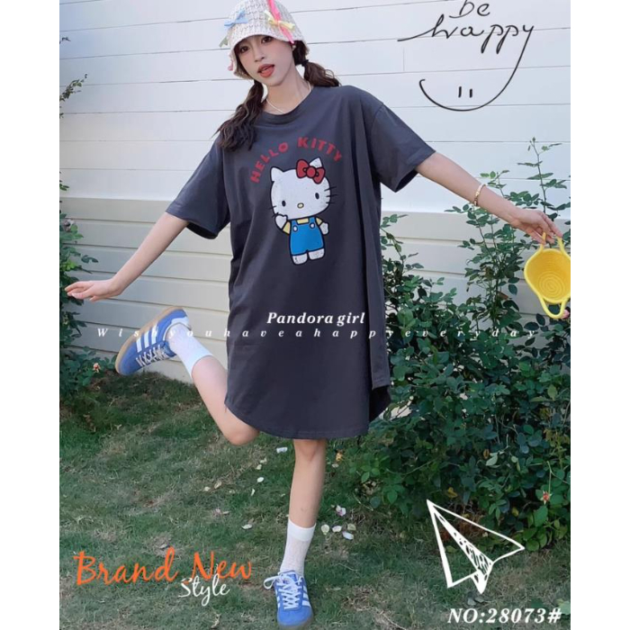 Short Sleeve Red Letter dark gray KT Cat Dress