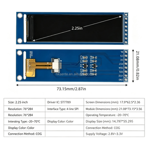 โมดูลจอแสดงผล TFT LCD ขนาด 2.25 นิ้ว ST7789 พร้อมหน้าจอสี LCD SPI แบบเต็มมุมมองและบอร์ดสีน้ำเงิน 8 พิน (76 284 พิกเซล) - Product Image 6