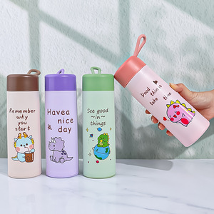Nuova Tazza d'Acqua in Vetro a Doppio Strato Colorata, con Cordino Cartoon, Regalo Promozionale con Logo, Antiurto, Bottiglia Portatile all'Ingrosso - Product Image 1