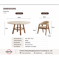 Table à manger ronde en marbre de luxe italienne moderne avec pieds en bois massif noyer, mobilier de salle à manger Wabi Sabi pour la maison et les restaurants