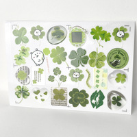 Pegatinas de Trébol de Cuatro Hojas de Cristal, Pegatinas Transparentes de PET, Amuleto de la Suerte, Pegatinas Decorativas para Scrapbooking y Diario