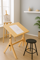 Table à dessin en bois de hêtre réglable, fabrication directe d'usine, bureau d'art inclinable, chevalet de peinture, croquis, architecture, conception, vente en gros OEM