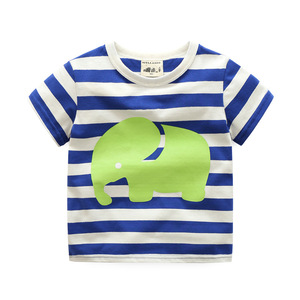 Nouveaux produits à la recherche de distributeurs : T-shirt d'été pour garçons, imprimé rayé, style coréen - Product Image 5