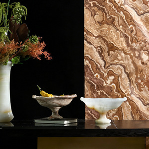 Wabi Sabi Travertine Pedestal Fruit Bowl Vintage Decorative Serving <b>Tray</b> Home Tabletop Centerpiece - Product Image 3