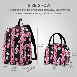 Hawaiian Custom Pink Puakenikeni Lei Design Customized Portable Reusable <b>Lunch</b> Bag Backpack <b>Sets</b> for Students - Product Image 2