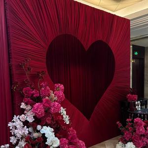 रोमांटिक शादी के प्रोप्स दिल की पृष्ठभूमि वाली स्टैंड डिय कपड़े से लिपटे हुए दिल के फ्रेम और पार्टी फोटो बूथ सजावट - Product Image 1