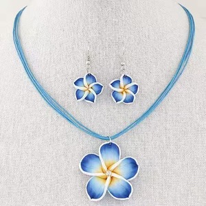 Polinesia nuevo bohemio pendientes colgantes collar conjunto girasol trenzado mujer chica moda hecha a mano suave polímero playa joyería conjunto - Product Image 1