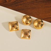 Boucles d'oreilles fantaisie en acier inoxydable massif, plaqué or 18 carats, inaltérable, formes carrée, ronde et en C, pour femme