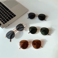 Vente en gros Lunettes de soleil ovales mode rétro en métal vintage pour hommes et femmes Lunettes de soleil rondes polarisées UV400