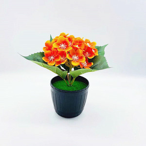 Plante d'hortensia artificielle en pot, fleurs en soie, 27 fleurs, ornement décoratif d'intérieur - Product Image 1