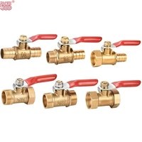 Mini-vanne à boisseau sphérique en laiton, manuelle, OEM, avec filetage mâle-femelle, poignée rouge à 90 degrés, filetage BSP NPT, pour le contrôle des conduites d'eau, d'air et de gaz
