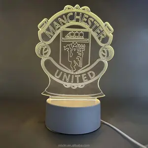 Lámpara de ilusión 3D con logotipo de club de fútbol personalizado, luz de noche acrílica para aficionados al fútbol para niños, decoración de dormitorio y hogar