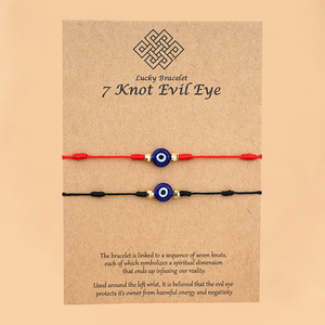<span class=keywords><strong>Pulsera</strong></span> tejida con cadena roja <span class=keywords><strong>de</strong></span> la suerte, <span class=keywords><strong>7</strong></span> <span class=keywords><strong>nudos</strong></span>, <span class=keywords><strong>ojo</strong></span> malvado, suministro directo <span class=keywords><strong>de</strong></span> fábrica - Product Image 2