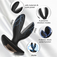 Fernbedienungsfähiger Blütenförmiger Analplug mit 8 Vibrationsstufen, Elektroschock-Pulsfunktion und Analdehner