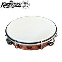 Tambourin en bois réglable de 10 pouces en gros |   Instrument de percussion à main en bois pour l'éducation musicale et les performances