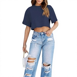 Camiseta Corta Holgada de Moda para Mujer, Camisa Informal de Algodón Transpirable para Uso Diario y Ropa Urbana - Product Image 3