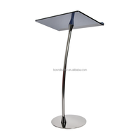Lucite acrylique noir Podium chaire pupitre plate-forme de podium incurvée La partie centrale en acrylique est faite de podium en plexiglas en acier