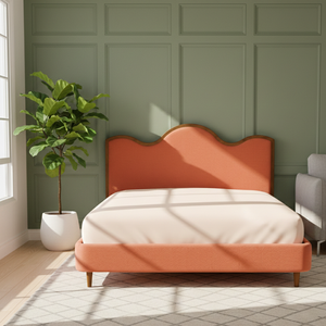 Lit de rangement en bois massif Selena, capitonné, style coquille Saint-Jacques, taille Queen/King, mobilier de chambre moderne au toucher doux et minimaliste - Product Image 4