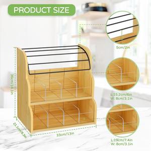 Bamboo Tea Bag and Coffee Holder Organizer for Cabinet Counter Office, 3 Tier Large Capacity Sturdy Display <strong>Stand</strong> Easy Assembly - Product Image 4