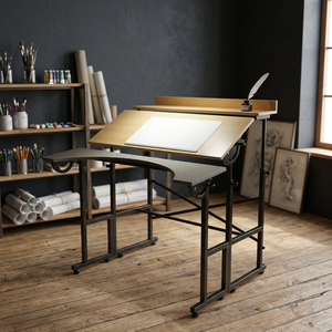 Mesa de Dibujo Moderna Ajustable, Escritorio de Madera para Arte con Almacenamiento para Oficina en Casa y Taller, Colores Personalizables - Product Image 1