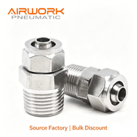 Raccord de compression droit mâle en acier inoxydable poli SS304 1/8 NPT BSPT 6mm, connecteur à ferule haute pression pour air et huile