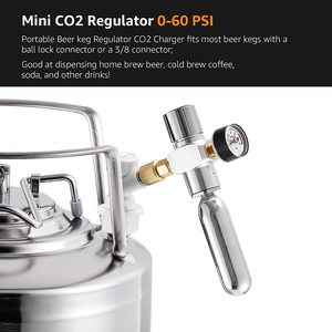 Mini regulador de barril de aluminio portátil 0-60 PSI CO2 cargador 3/8 adaptador para Gas nitrógeno Mini barril cerveza Growler alta precisión - Product Image 5