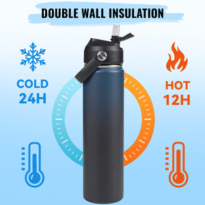 Set of 8 24oz Stainless Steel Vacuum Insulated Water <b>Bottle</b> 18 24 32 OZ Double Wall Travel <b>Flask</b> With Lid Minimalist Design - Product Image 3