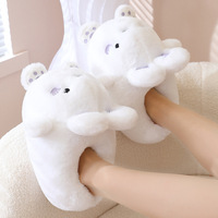 Pantoufles douces et rembourrées personnalisées, pantoufles d'intérieur moelleuses en peluche, animaux, chat, ours, dinosaure, pour femmes