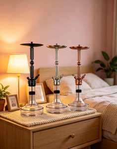 Modern Hookah Metal Stem <b>Acrylic</b> Base Triple Hose Lounge Water Pipe for Bar Cafe Home - Product Image 5