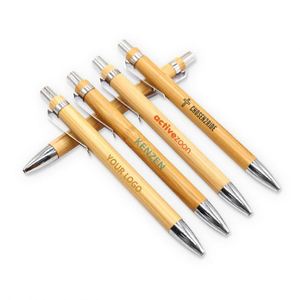 Stylo bille promotionnel écologique en bambou pour bureau, avec logo gravé, cadeau d'entreprise, stylo personnalisé - Product Image 1