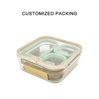 Boîte à lunch personnalisée micro-ondable avec couvercle Nouveau design Ensemble de récipients de stockage en verre pour la conservation des aliments au restaurant