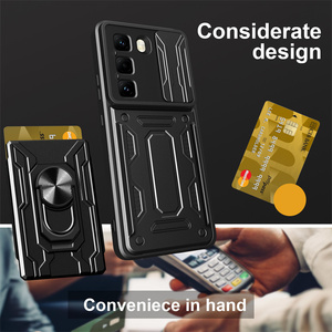 Funda protectora para teléfono con soporte de anillo a prueba de golpes para cámara con tarjetero funda de teléfono con armadura de bolsillo para Infinix Hot <span class=keywords><strong>50</strong></span> <span class=keywords><strong>Pro</strong></span> 4G - Product Image 6