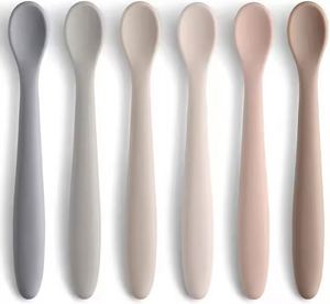 Cuchara de Silicona para Bebés, Segura, Libre de BPA, de Grado Alimenticio, Suave, para Entrenamiento, Linda, con Mango Largo y Flexible - Product Image 1