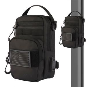 Sac bandoulière magnétique étanche noir compact pour téléphone et bouteille d'eau, idéal pour le sport et l'organisation en salle de sport - Product Image 1