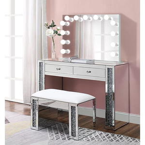 Espejos Mesas De Centro Classic Mirrored Furniture Vanity Entryway Silver <strong>Console</strong> <strong>Sofa</strong> <strong>Table</strong> with Mirror Set - Product Image 1