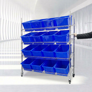 Estantería de Alambre de 4 Niveles, Estante de Almacenamiento de Acero al Carbono Cromado, Resistente, Ajustable, Apilable, Moderna, para Taller - Product Image 1